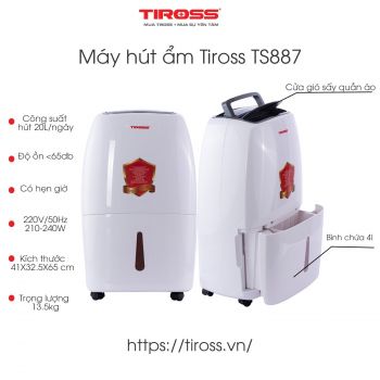 Máy hút ẩm Tiross TS-887 (20lít/ngày) - Hàng chính hãng
