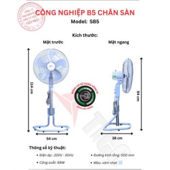 Quạt công nghiệp Tico SB5 / CCNB5 chân sàn - Hàng chính hãng