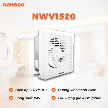 Quạt hút gắn tường Nanoco NWV1520 16W hàng chính hãng