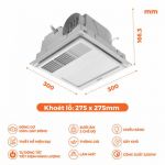 Máy hút sưởi 5in1, Nanoco NBD0330, có remote, lỗ khoét 275x275 mm