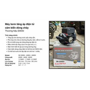 Máy Bơm Tăng Áp Điện Tử cảm biến dòng chảy Sakai SK-600EA