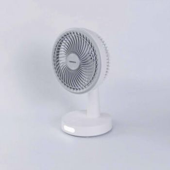 Quạt sạc 8inch, màu trắng, có xoay, đèn Nanoco NRF6536W