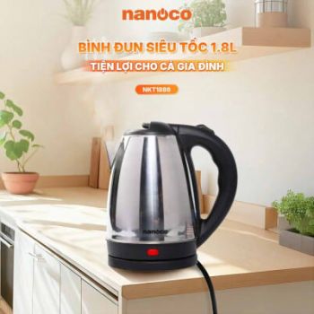 Bình đun siêu tốc inox,1.8L, bóng Nanoco NKT1886 
