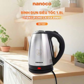 Bình đun siêu tốc inox,1.8L, nhám Nanoco NKT1888
