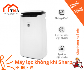 Máy Lọc Không Khí và tạo ion Sharp FP-J60E-W xuất xứ Thái Lan [Máy Lọc Vi Khuẩn, Bụi, Kích Thước Phòng <48m²]BH 12 tháng