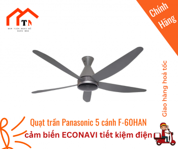 Quạt trần Panasonic có điều khiển 5 cánh F-60HAN (Màu Xám) - Hàng chính hãng